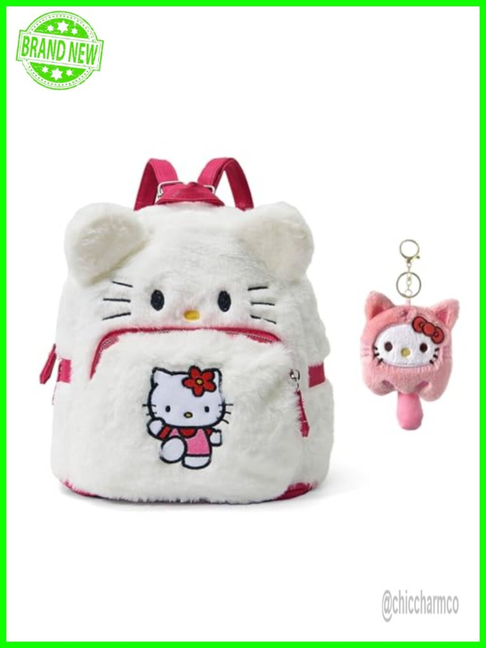 Cute Plush Backpack Mini Cartoon Double Strap Shoulder Bag Soft Fluffy Casual